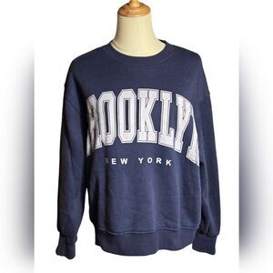 Altar'd State Anthropologie Blue Brooklyn Relaxed Fit Sweatshirt